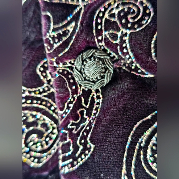Vintage Norton McNaughton Velvet Velour Silver Shimmer Embroidery Button Up Vest - Picture 7 of 14